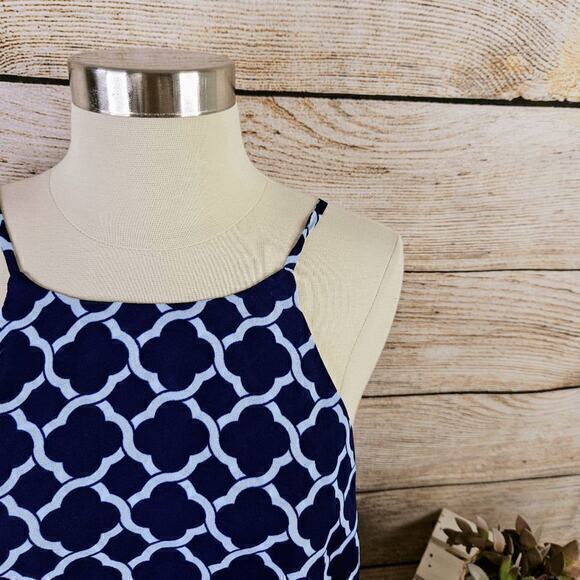 Emmelee Layered Navy White Jacquard Tank Top Size Medium - Picture 2 of 8